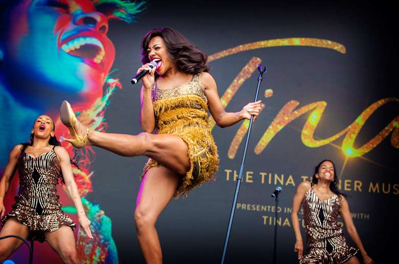 The cast of Tina: The Tina Turner Musical performing at West End LIVE 2023 (image credit: Pamela Raith)