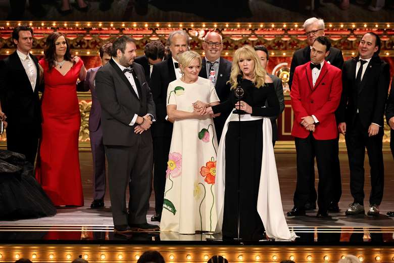 The cast and crew of 'Merrily We Roll Along collect the Award for Best Revival (Images credit: Theo Wargo/Getty Images for Tony Awards Productions)